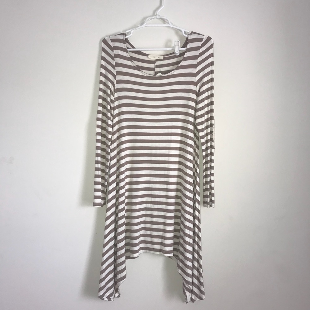 NWT Boutique Lace detail stripe long sleeve dress